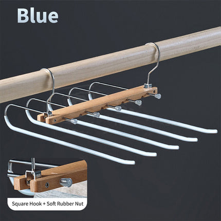 5 in 1 Stainless-Steel Magic Wardrobe Pants Rack Shelves Coat Hanger Blue