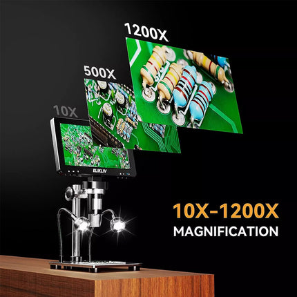 7" LCD Digital Microscope 10-1200X 1080P Coin Magnifier for Adults