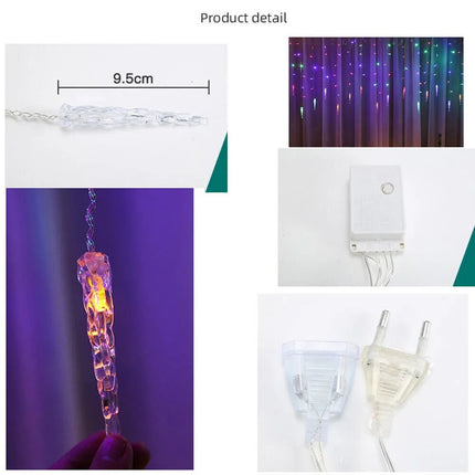 Christmas LED Icicle Falling Rain Curtain 4m Fairy String Lights Outdoor Party Colorful