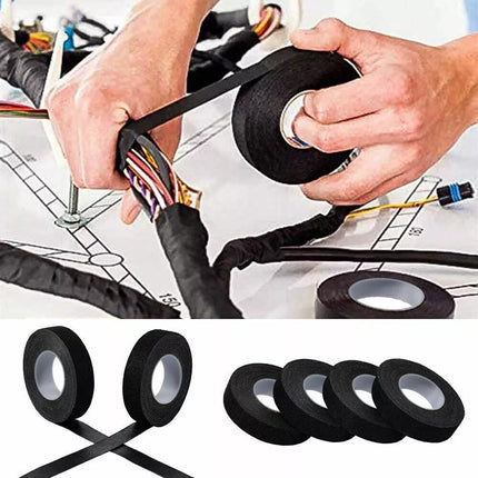 5pcs 15M Heat-Resistant Adhesive Cloth Fabric Tape For Automotive Cable Wiring