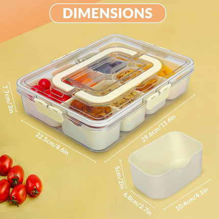 Multi Compartment Snackle Box Container Food Fresh-Keeping Box With Lid Handle