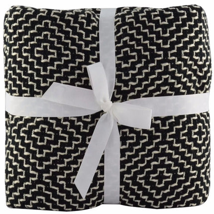 Chunky Soft B/W Woven Throw Blanket Bed Sofa Couch Home Décor Classic Rug