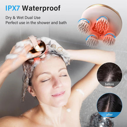 Waterproof Electric Head Massager W/8 Massage Heads 3 Modes Deep Scalp Massage