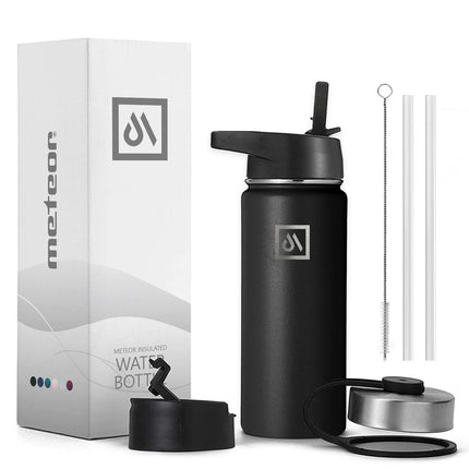 Insulated Water Bottle with 3 Replaceable Lids, Vacuum Flask