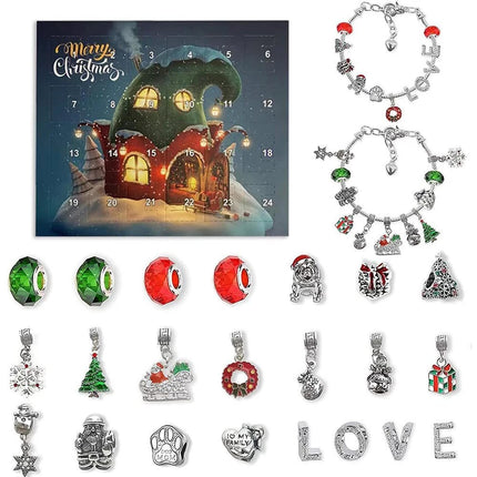 Advent Calendar Christmas Countdown DIY Jewelry Charm Bracelet Making Kit Set B