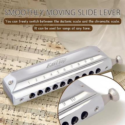 10hole 40Tones Chromatic Harmonica Key of C Professional Birthday Gift