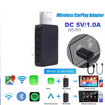 2in1 Wired to Wireless Carplay Adapter Android Auto Connect Box Apple USB Dongle