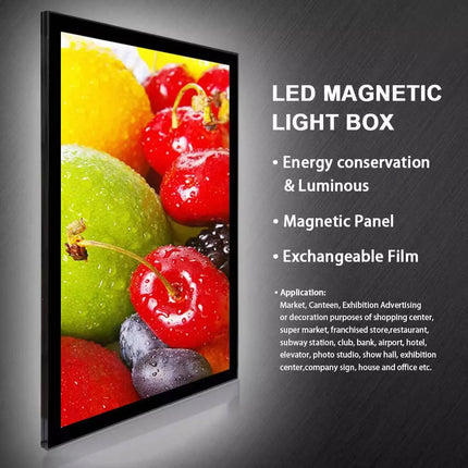 A2 LED Light Box Magnetic Black Frame Slimline Display Poster Waterproof