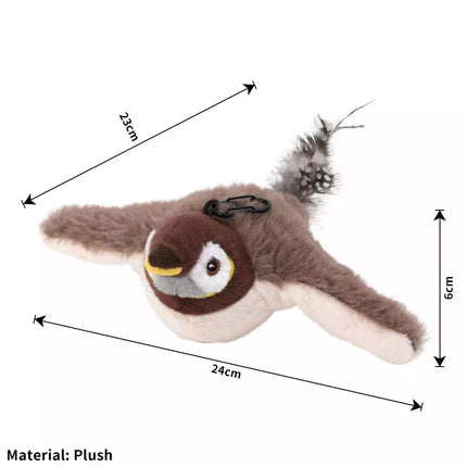 Pet Flapping Wings Sparrow Electronic Interactive Flying Bird Cat Toy Hanging CG （Sparrow）
