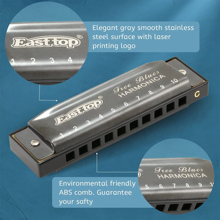 Diatonic Blues Harmonica Key of C 10Hole 20Tone Blues Harp Mouth Organ