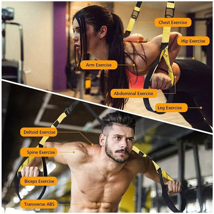 Suspension Trainer Home Gym Full Body Workout Adjustable Nylon Outdoor P3