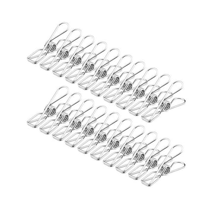 50 pegs Stainless Steel Clothes Hanging Clips Pins Laundry Windproof Clamp