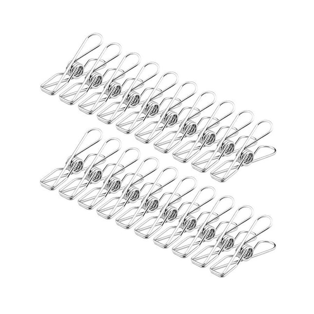 50 pegs Stainless Steel Clothes Hanging Clips Pins Laundry Windproof Clamp