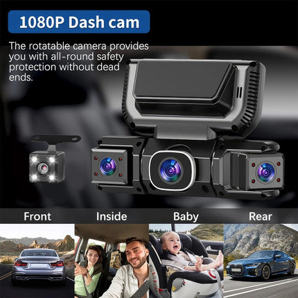 4 Ch Dash Cam 5GHz WiFi Front Rear and Inside with Night Vision G-Sensor for Car