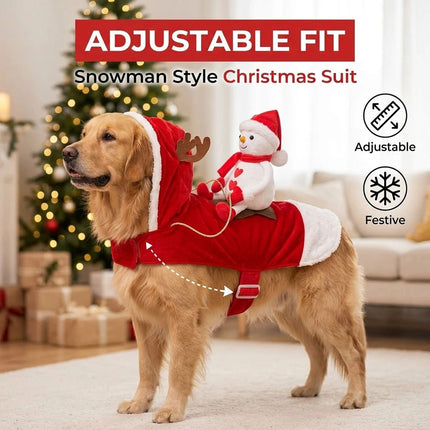 Santa Claus Riding Dog Christmas Xmas Party Costume Pet Puppy Cat Clothes Outfit