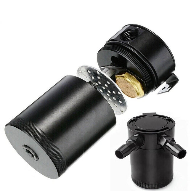 Universal Oil Catch Can Compact Baffled 2-Port Aluminum Reservoir Oil Catch