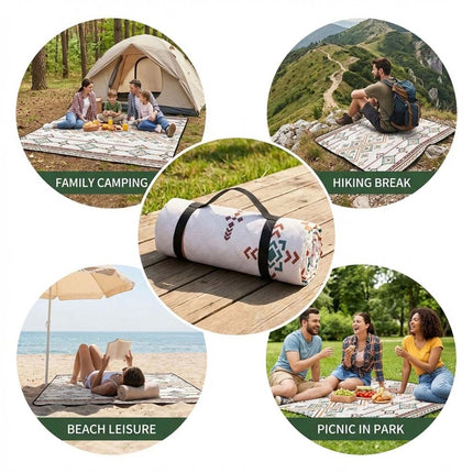 Camping Ground Mat Waterproof Foldable Picnic Blanket 79x79 inch Outdoor Pad