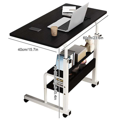Mobile Laptop Desk Adjustable Computer Table Stand Bed Bedside Portable Study Black