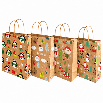 4X Christmas Paper Bag Cowhide Handbag XL XMAX Santa Gift Decorations