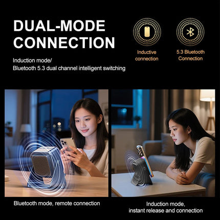 5-in-1 Wireless Induction Bluetooth Speaker Adjustable Phone Stand,Rechargeable