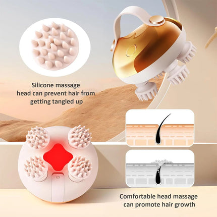Waterproof Electric Head Massager W/8 Massage Heads 3 Modes Deep Scalp Massage