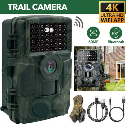 1080P Wireless WIFI Hunting Trail Camera 4K 60MP Motion Activated Camera IP66