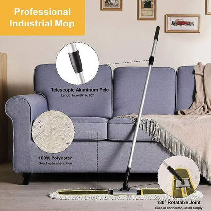 Microfiber Flat Mop Commercial Dust Mop Telescopic Handle Floor Yocada Clean