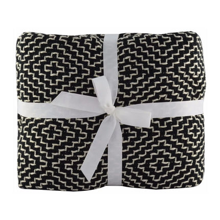 Chunky Soft B/W Woven Throw Blanket Bed Sofa Couch Home Décor Classic Rug