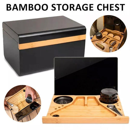 Wooden Storage Chest with Movable Tray Wood Locking Stash Box Rolling Tray Gift
