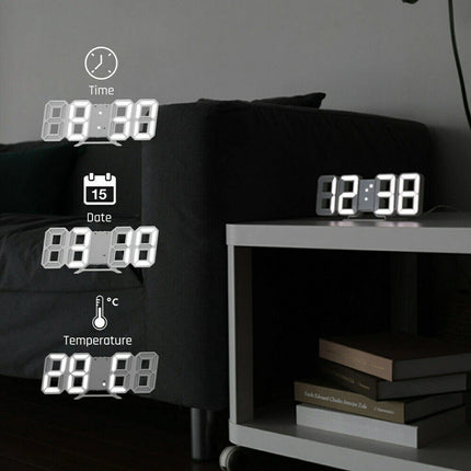 LED Digital Wall Clock Alarm USB Date Temperature Table Desktop Home Decoration