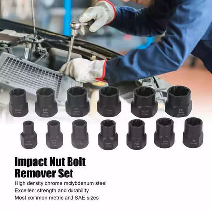 13-Piece Impact Bolt & Nut Remover Set Nut Extractor Socket Bolt Remover Tool