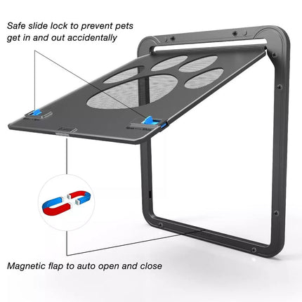 Pet Dog Cat Screen Door Pet Magnet Flap Automatic Safe Lockable Security Window