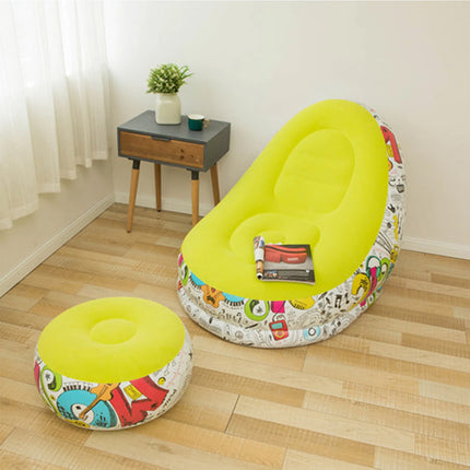 Inflatable Single Chair Sofa Blow Up Seat Outdoor Camping/Gaming Folding Lounger Yellow