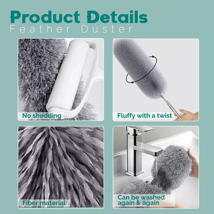 Feather Extendable Telescopic Brush Long Handle Magic Static Microfiber