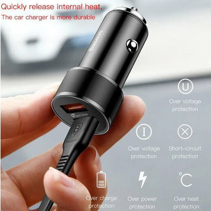 USB Type-C Car Charger QC4.0 PD Fast Charging Adapter for Samsung iPhone