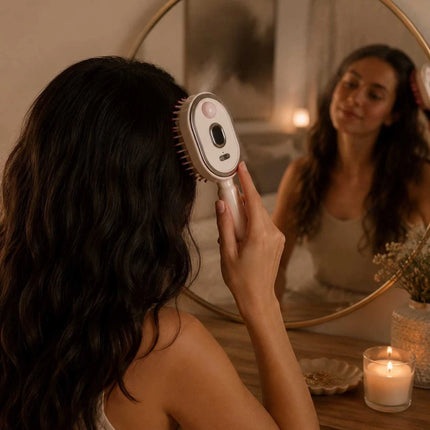 Rechargeable Mist Hair Brush Scalp Massager Detangling Comb USB-C 3-in-1