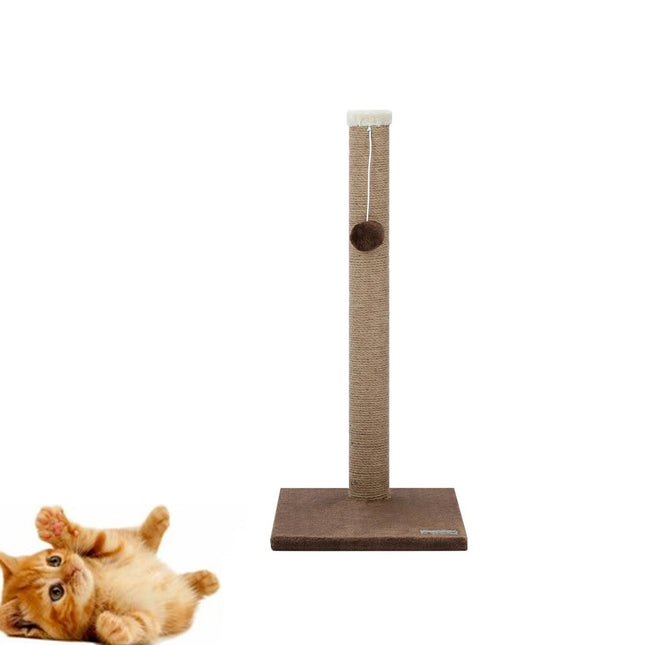 Cat Scratching Post Kitten Tree Single Sisal Scratcher Pole with Toy 65cm Tall