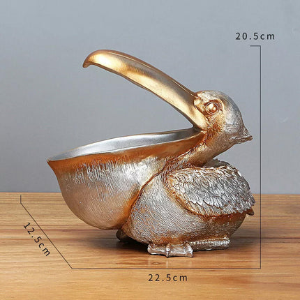 Key Storage Figurine Pelican Statue Storage Basket Shapes Animals Birds Silver