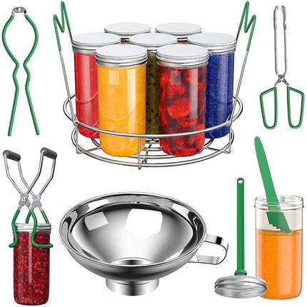 7Pcs Canning Supplies Starter Kit Canning Tools Stainless Steel Canning Rack  (Green 7-piece set)