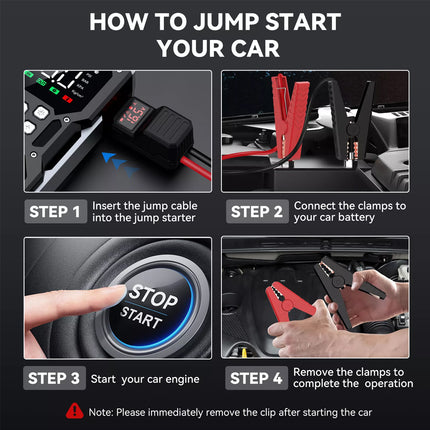 6000A Car Jump Starter with Air Compressor 26800mah Power Bank Battery Booster