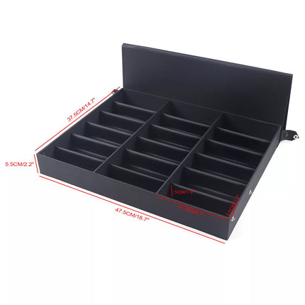 18 Grids Sunglasses Glasses Display Storage Case Box Organizer Holder Black