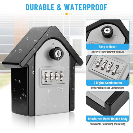 Mini Password Safe Impact Resistant With 4-Digit Combination For Home Garage