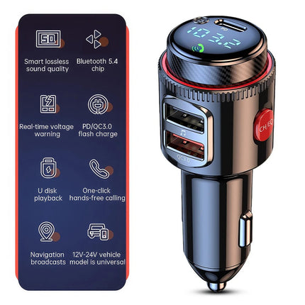 Bluetooth Adapter Car Wireless FM Radio FM Transmitter PD Dual USB Charger MP3