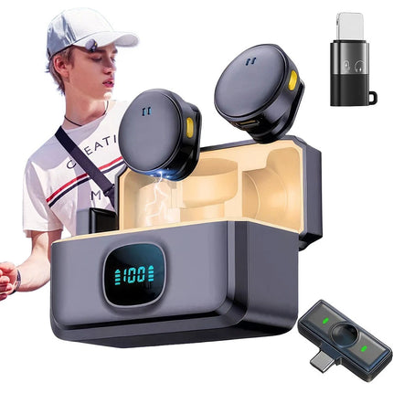 2 Pack Wireless Lavalier Microphone For Phone iPhone ipad Android Vlog Tiktok Q8