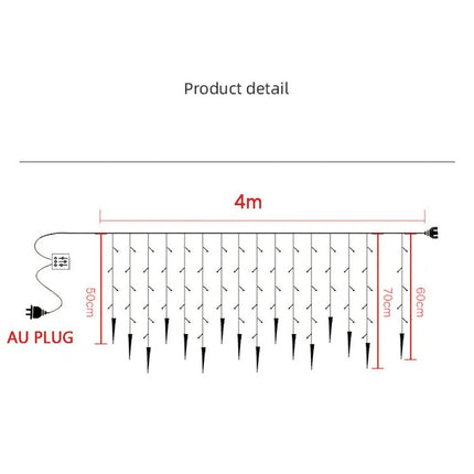 Christmas LED Icicle Falling Rain Curtain 4m Fairy String Lights Outdoor Party Colorful