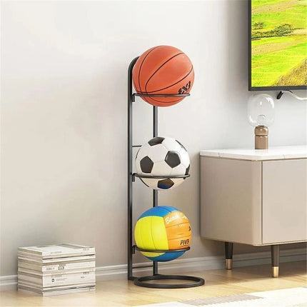 3 Tier Basketball Stand Ball Organizer Storage Rack Basketball Equipment Holder