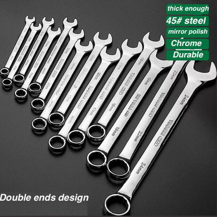 6-24mm Spanner Open Box Combination Metric Open Ring W/ Roll Pouch 14pcs Set