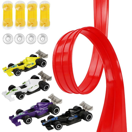 5m Flexible Race Track Roll Up Car Track Include 4 Alloy Xmas Gifts
