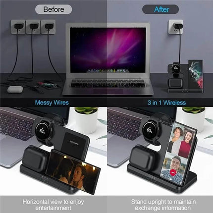 15W Fast Charging Wireless Charger Station Ft Samsung Galaxy Phone Watch Earbuds