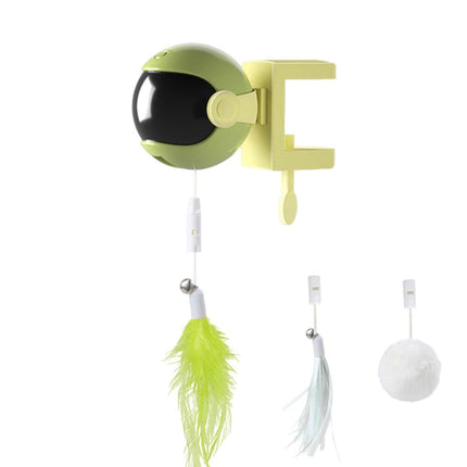 4PCS Cat Toy Kitten Smart Automatic Lifting Feather Teaser Electric Interactive (Green)